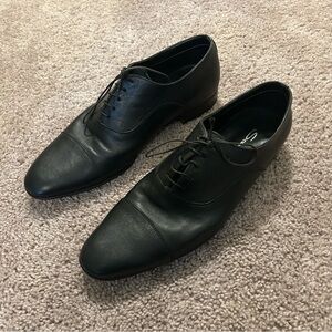 Santoni Darian Cap Toe Black Leather Dress Shoes Men's Size 11 Made In Italy
